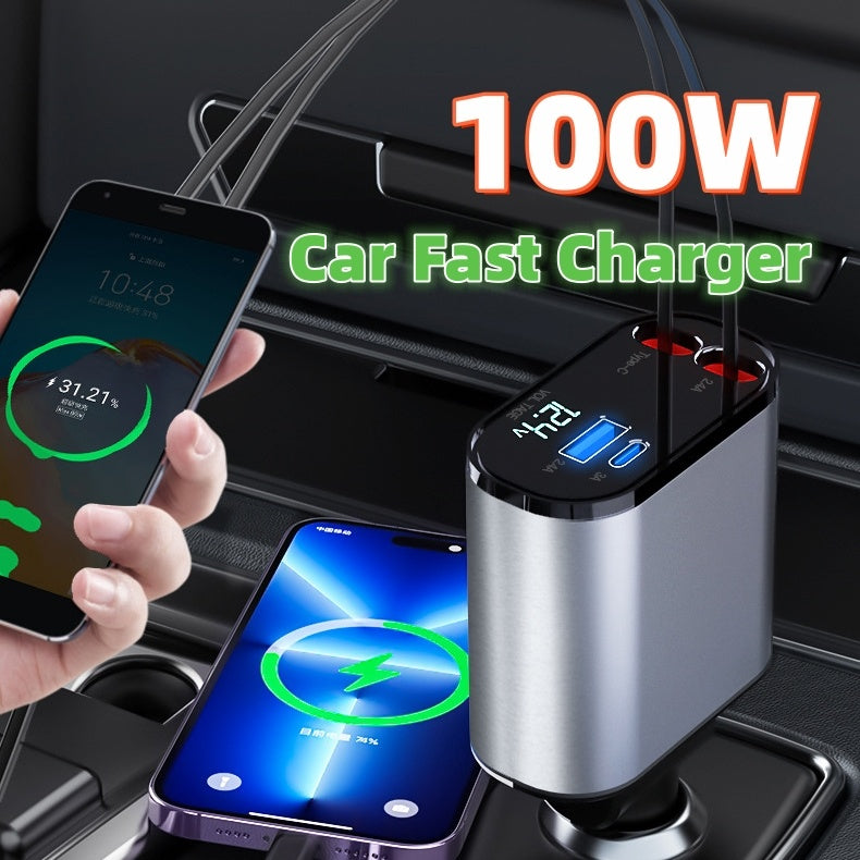 4 in 1 Retractable Car Charger